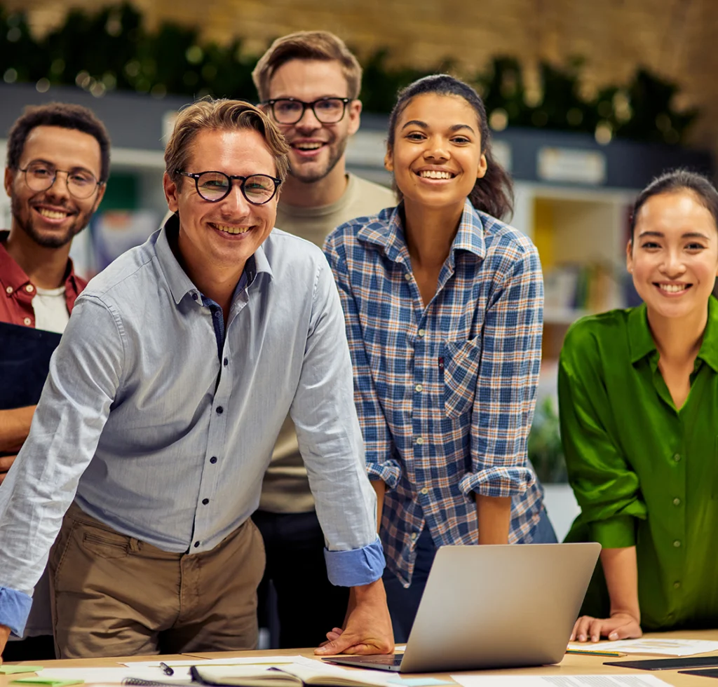 Group of young successful multi ethnic business